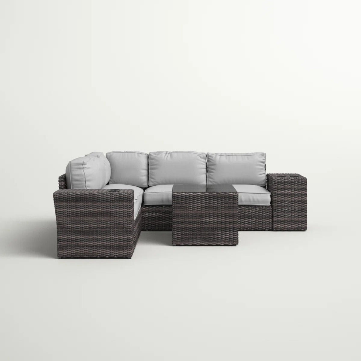 Modern Patio Rattan Sectional Set With Cushions dark brown wicker HouseOfZazla on Tampa Home & Garden Store