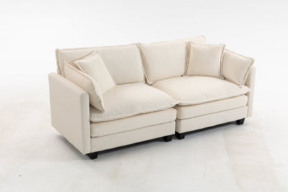 Modern 2-Seats Sectional Sofa with Waist Pillows in beige fabric by HouseOfZazla on Tampa Home & Garden Store