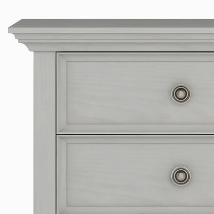 Amherst bedside table by Unique Piece Furniture, light gray handcrafted wood with round metal knob on Tampa Home & Garden Store