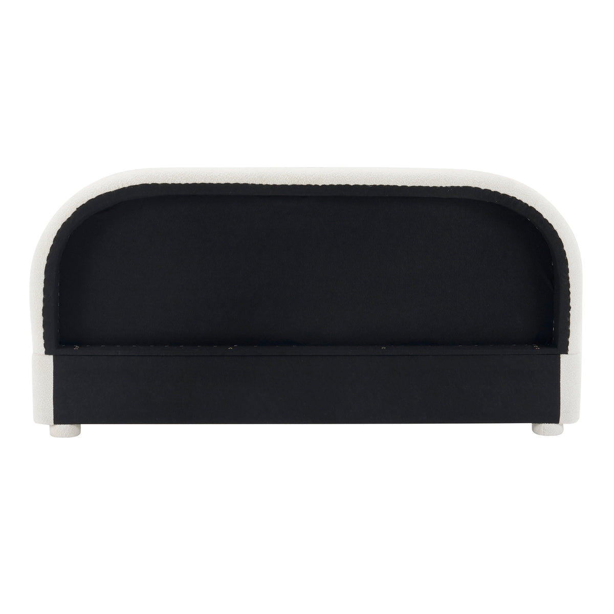 Cream style fabric upholstered bed with black inset panel, HouseOfZazla queen bed on Tampa Home & Garden Store