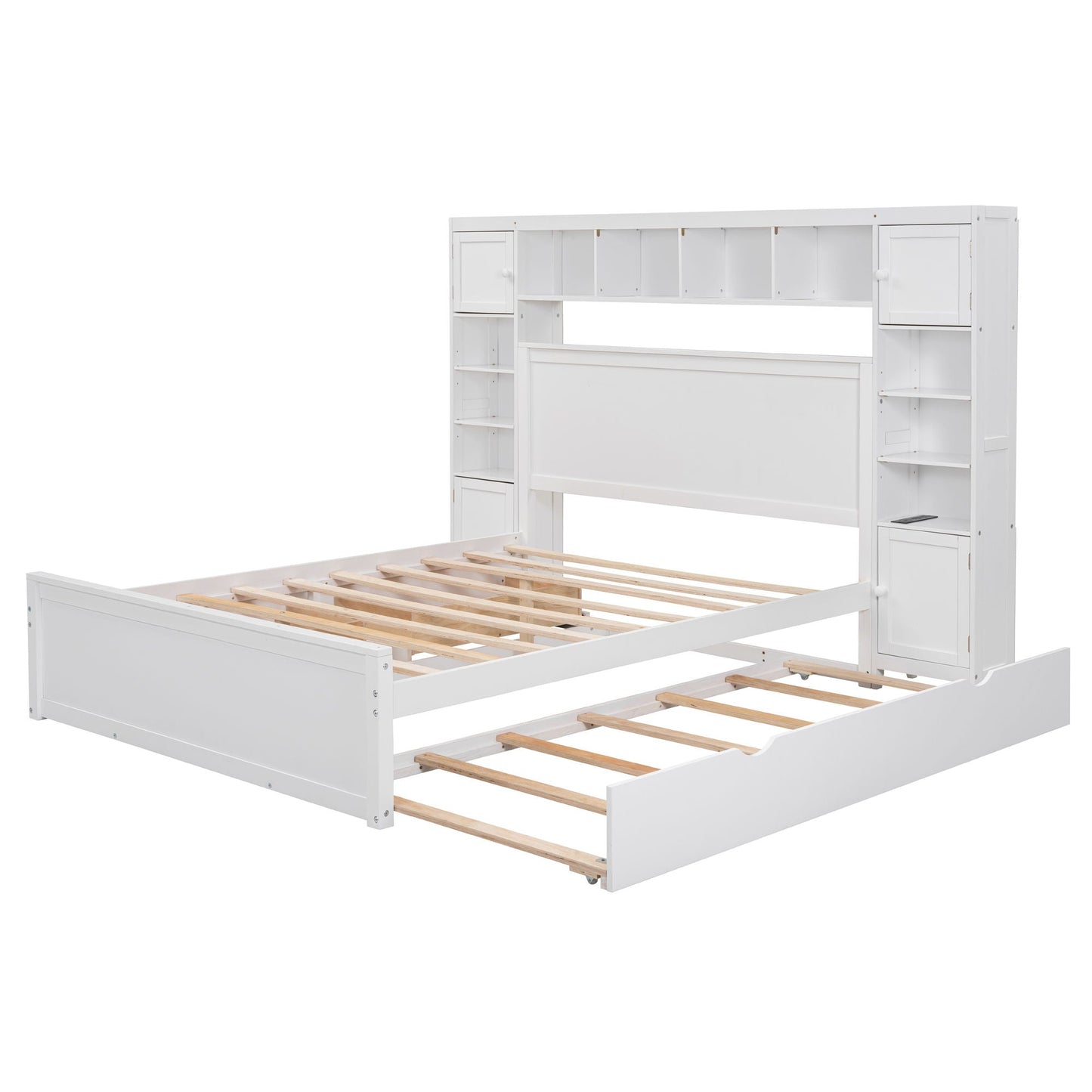 Twin Bed With Cabinet Shelf and Power Sockets