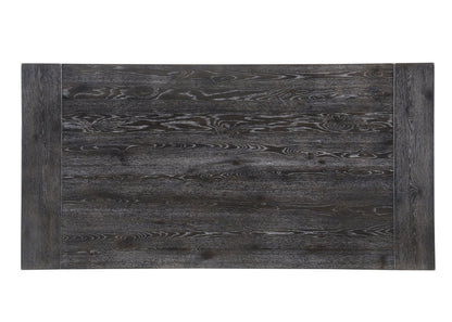 Bernard Weathered dining table dark wood with grain and panels on Tampa Home & Garden Store