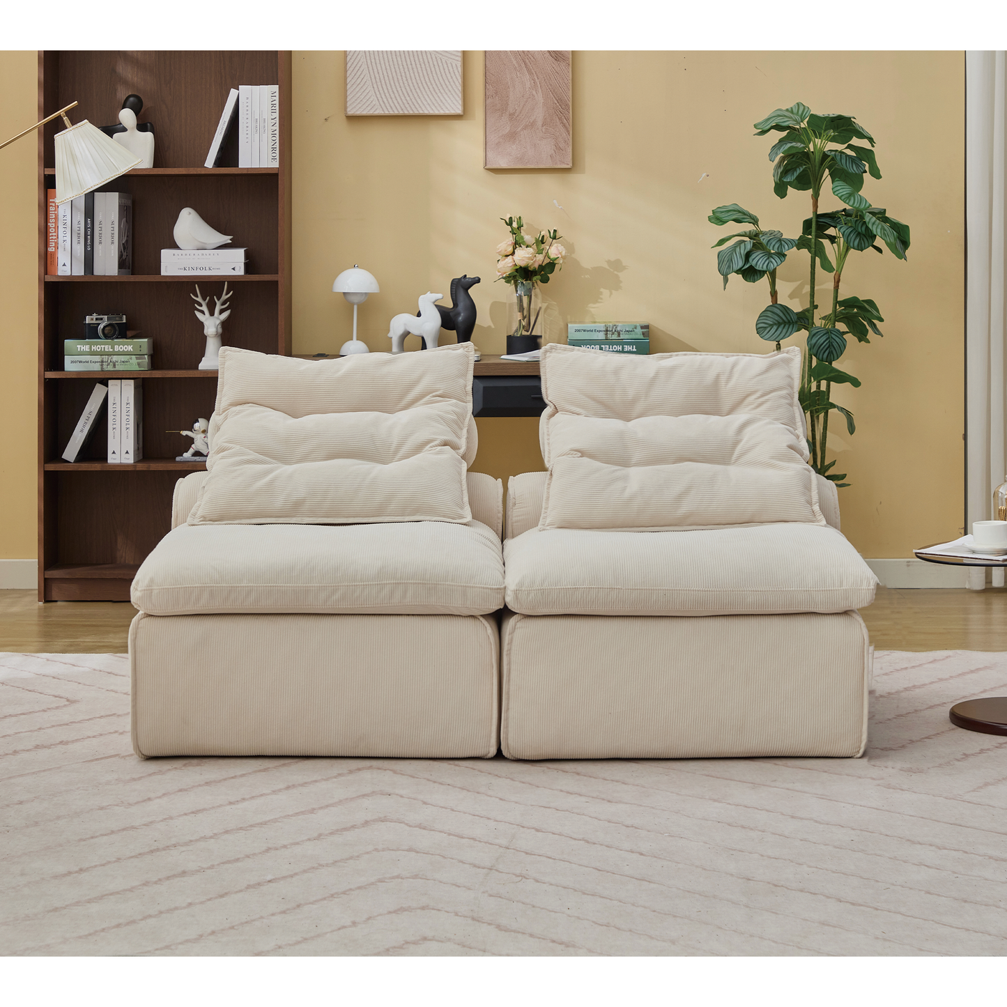 Modular Sofa With Neck and Lumbar Pillows