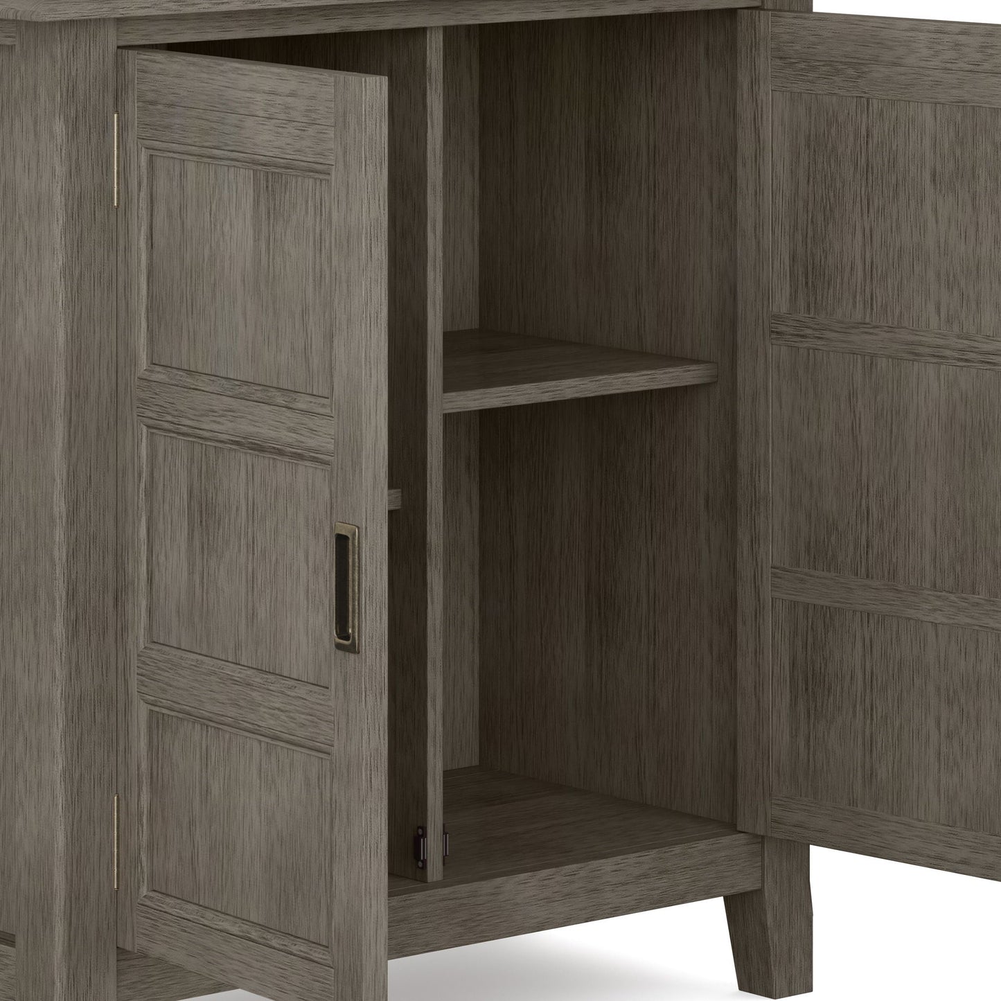 Burlington Handcrafted Low Storage Cabinet gray woodgrain with interior shelf HouseOfZazla on Tampa Home & Garden Store