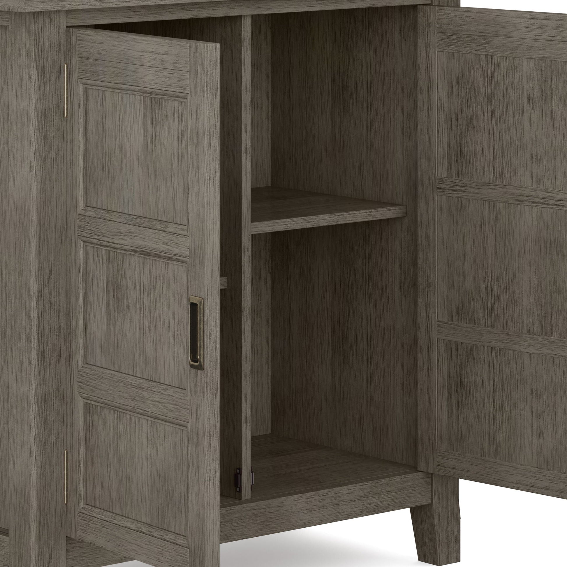 Burlington Handcrafted Low Storage Cabinet gray woodgrain with interior shelf HouseOfZazla on Tampa Home & Garden Store