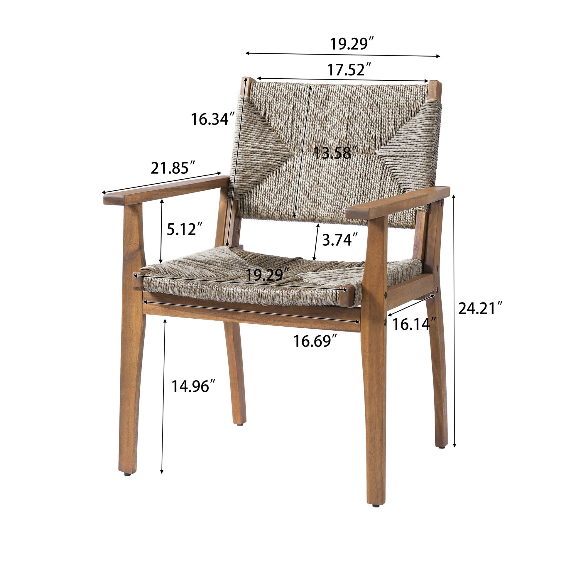 Durable outdoor dining chair by HouseOfZazla with acacia wood frame and wicker seat on Tampa Home & Garden Store