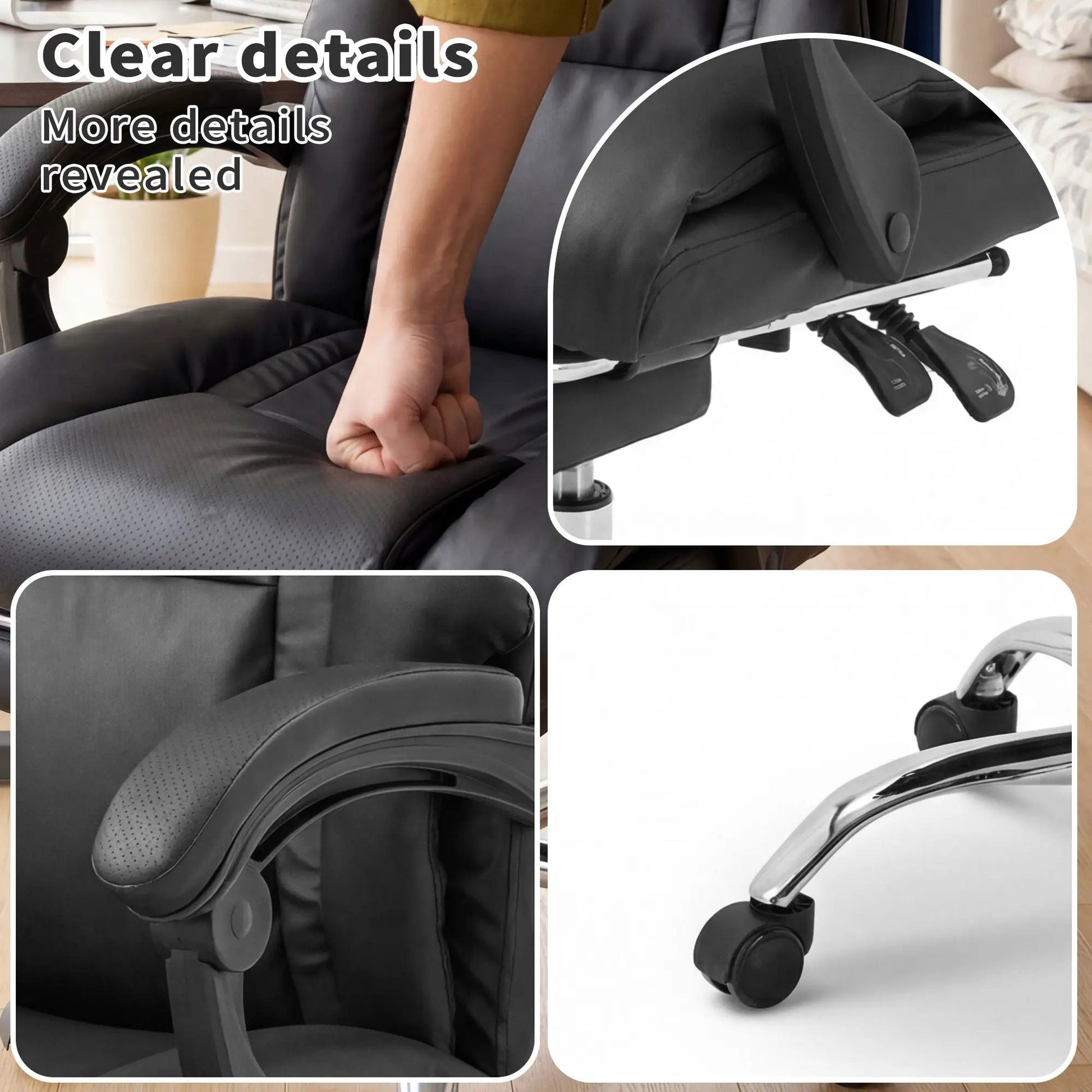 Executive Office Chair With Foot Rest, black, adjustable height, Unique Piece Furniture on Tampa Home & Garden Store