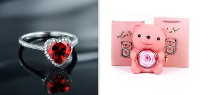 Two-item jewelry set: ring and pink teddy bear box with necklace FLIPSTYLEZLLC on Tampa Home & Garden Store