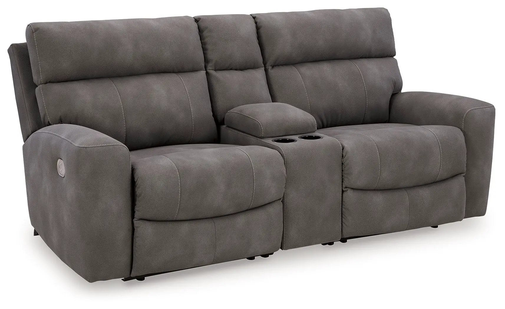Next-Gen Durapella Reclining Sectional by Unique Piece Furniture, gray faux leather with console on Tampa Home & Garden Store