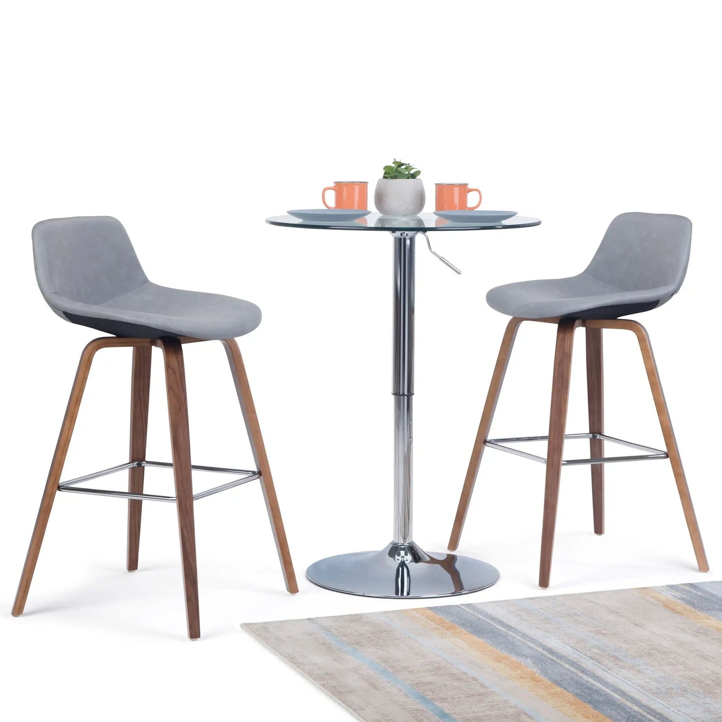 Randolph Bentwood counter-height stools set of 2, grey upholstery, wood legs, chrome base on Tampa Home & Garden Store