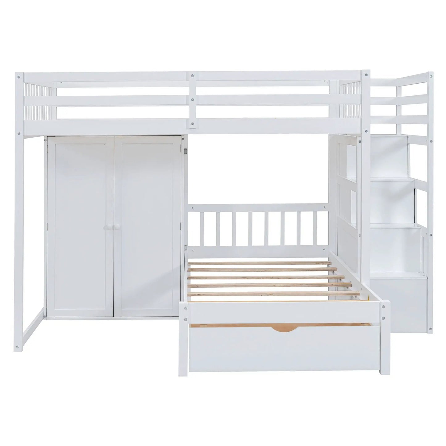 Bunk Bed With Wardrobe and Drawers Full Size