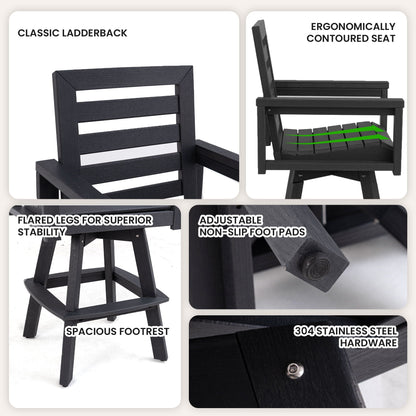 Outdoor Ladderback Swivel Chair and Thick Frame
