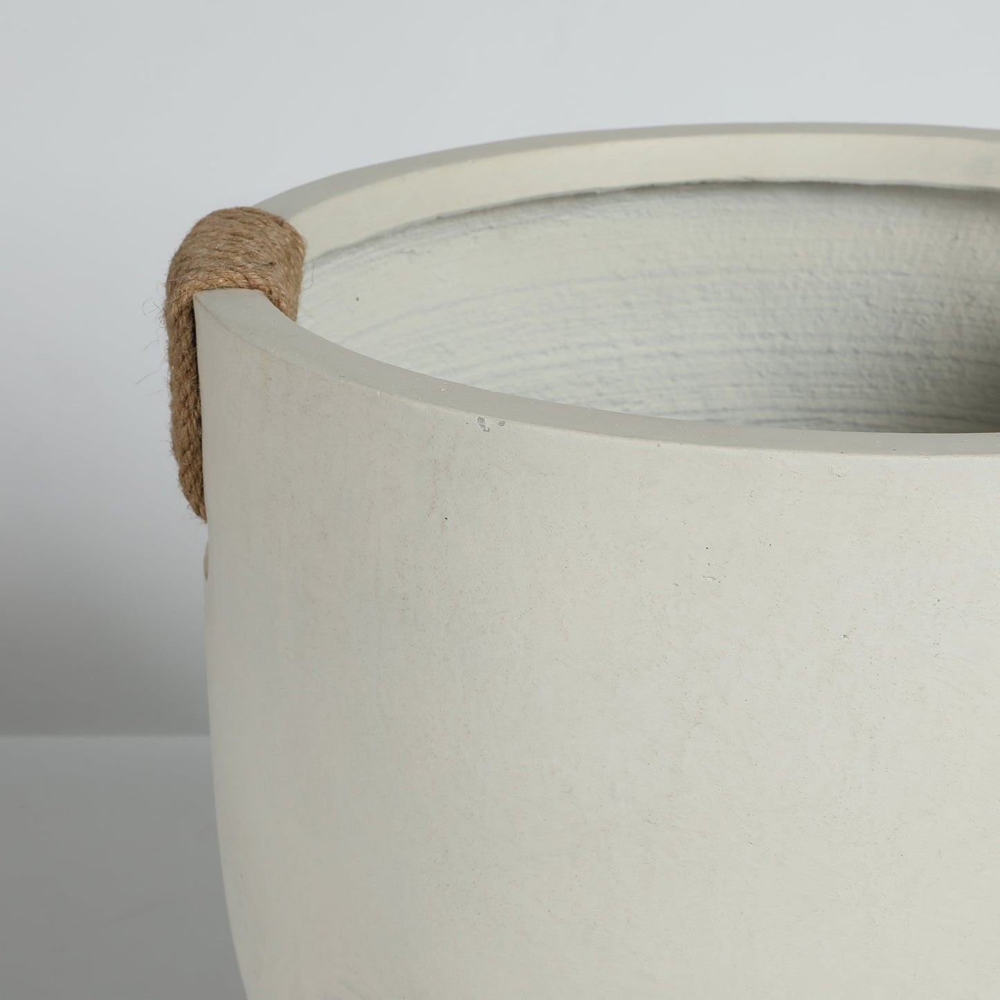 Round concrete planter set of 2, large off-white pots with rope handle HouseOfZazla on Tampa Home & Garden Store