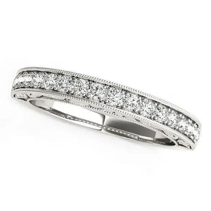 14k white gold antique prong-set diamond wedding ring with milgrain edges and 1/3 cttw on Tampa Home & Garden Store