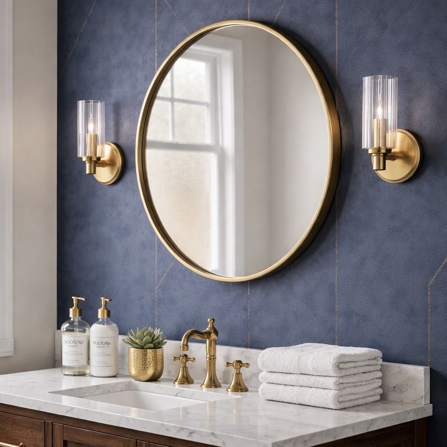 Jardin single light sconce HouseOfZazla with clear ribbed satin glass gold finish; pair on Tampa Home & Garden Store
