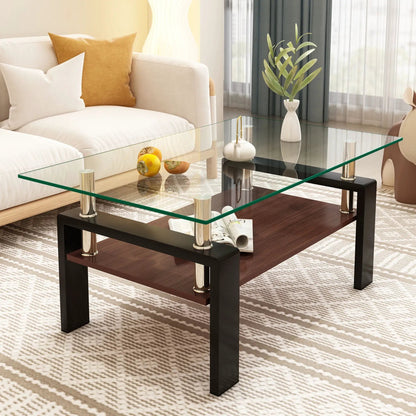 Modern Coffee Table with Tempered Glass Top