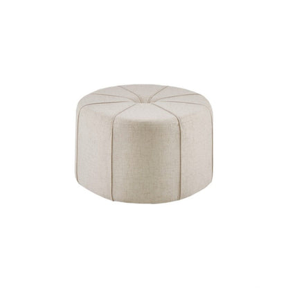 Large cocktail ottoman with button tufted center, beige upholstery on Tampa Home & Garden Store