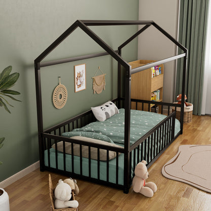 Cozy Montessori House Floor Bed and a Safety Rail