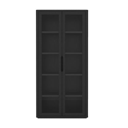 Bookcase cabinet with glass doors and adjustable shelves in black by HouseOfZazla on Tampa Home & Garden Store