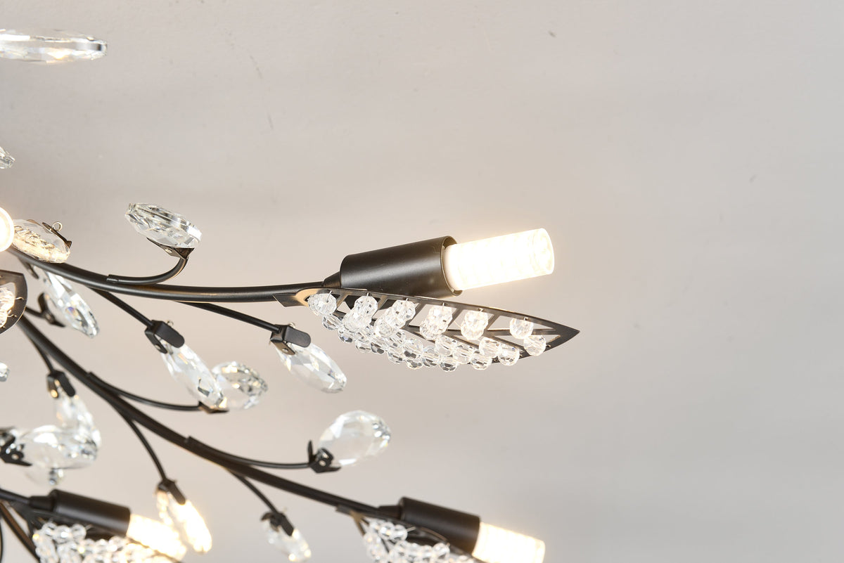 15-Light Chandelier Ceiling Lamp by HouseOfZazla with black metal frame and crystal drops on Tampa Home & Garden Store