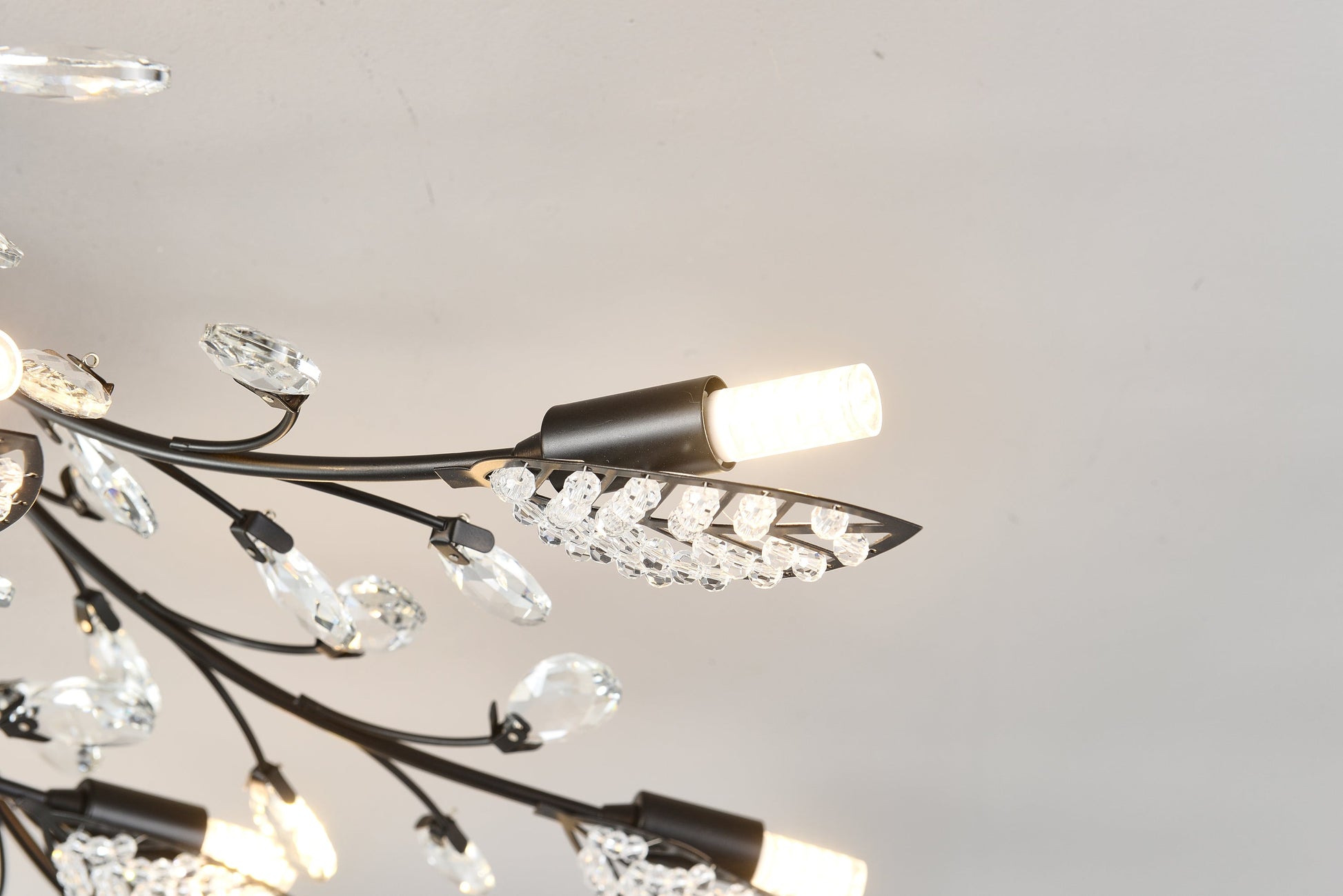 15-Light Chandelier Ceiling Lamp by HouseOfZazla with black metal frame and crystal drops on Tampa Home & Garden Store