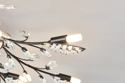 15-Light Chandelier Ceiling Lamp by HouseOfZazla with black metal frame and crystal drops on Tampa Home & Garden Store