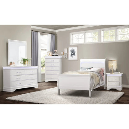 Charlston Bed with LED Lighting, Sleigh Style