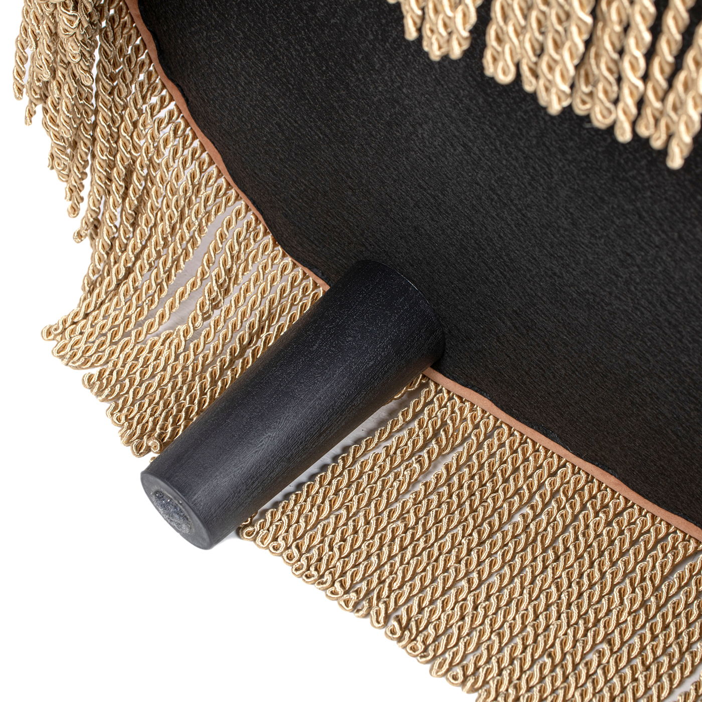 Serena storage bench ottoman black fabric with gold trim and wood leg on Tampa Home & Garden Store on Tampa Home & Garden Store