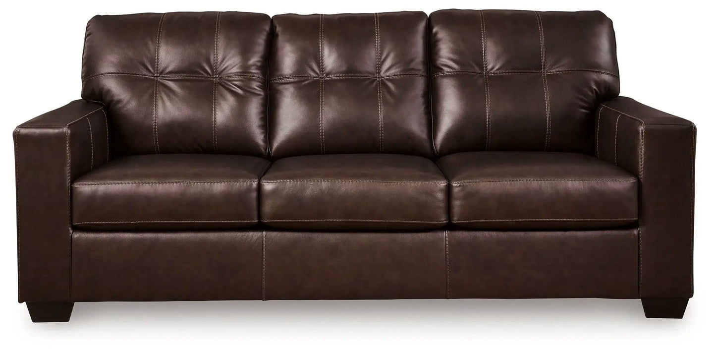 Santorine sofa in dark brown leather, 3-seat stationary with stitching, Unique Piece Furniture on Tampa Home & Garden Store