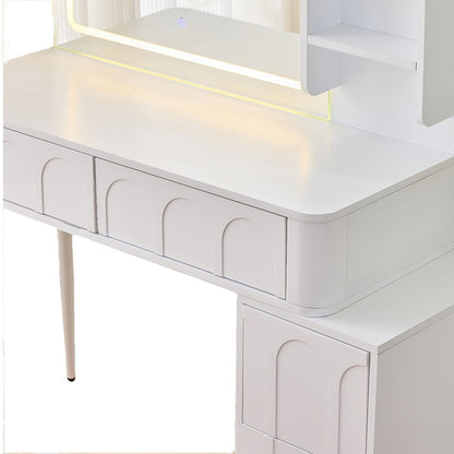 White modern makeup vanity desk with LED lights and 4 drawers by HouseOfZazla on Tampa Home & Garden Store