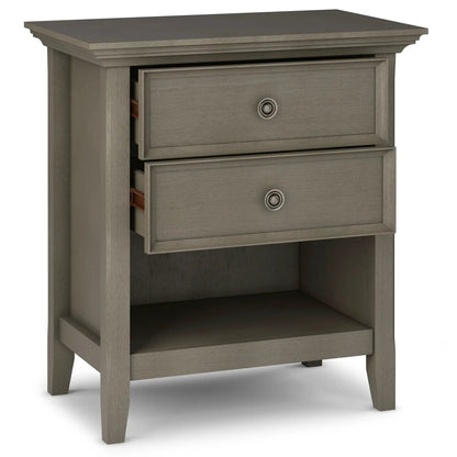 Amherst bedside table Unique Piece Furniture weathered gray wood two drawers metal pulls on Tampa Home & Garden Store