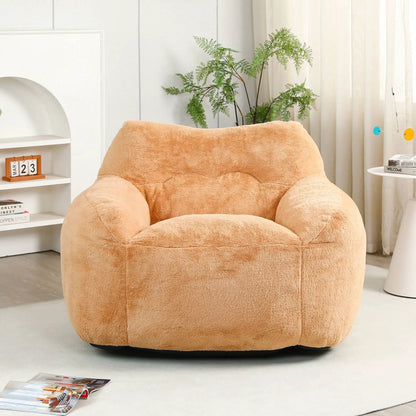 Beanbag sofa chair with armrests by Unique Piece Furniture, peach plush fabric, high-density foam on Tampa Home & Garden Store
