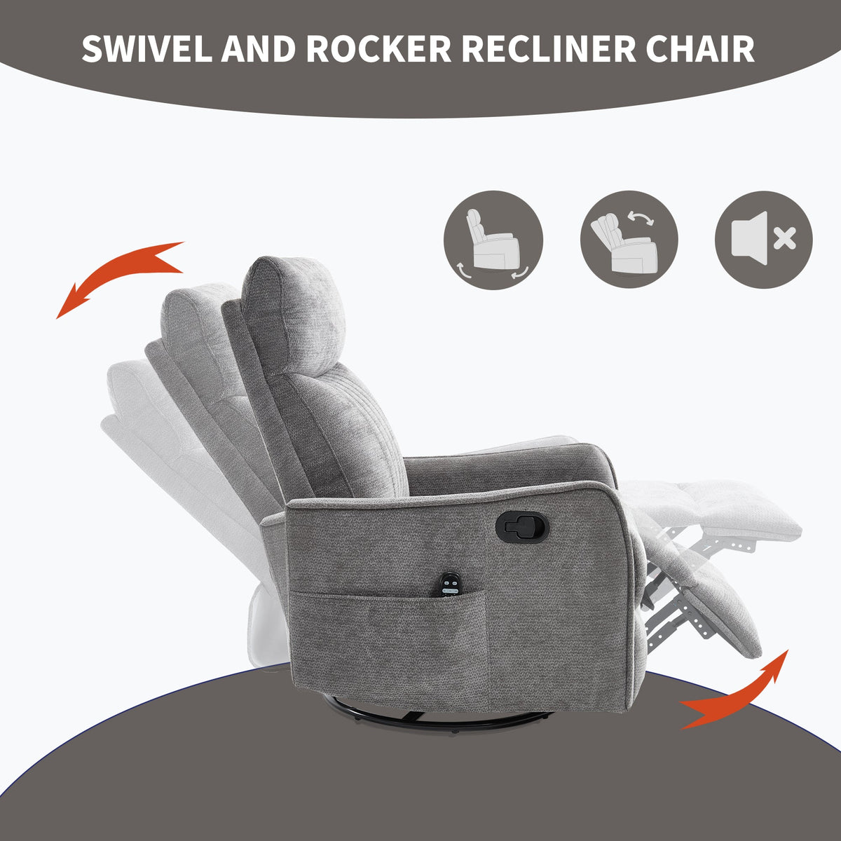 ComfortMax dark gray recliner chair by HouseOfZazla in textured fabric with side lever on Tampa Home & Garden Store
