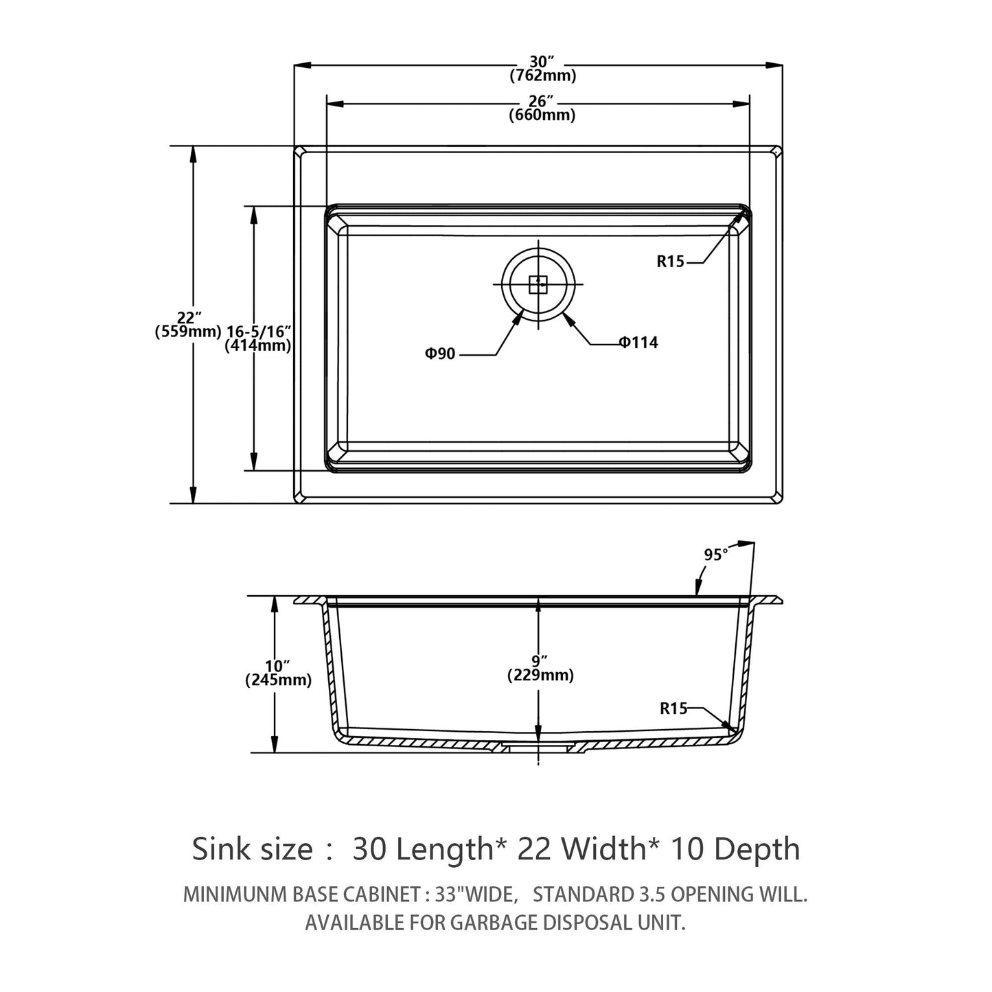 Drop In White Quartz Sink and Composite Basin