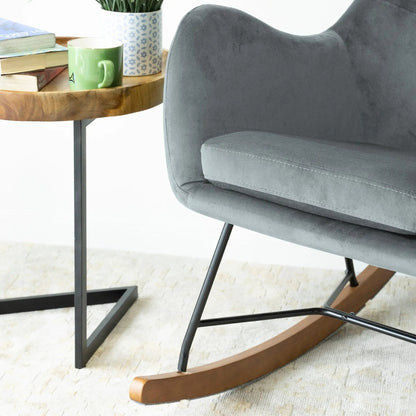 Chel Mid-Century Modern Rocking Chair by Unique Piece Furniture, grey upholstery, wood rocker on Tampa Home & Garden Store