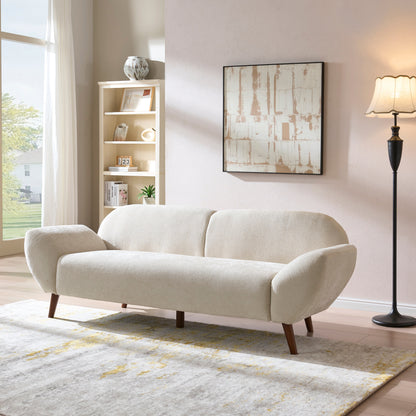 Cloud Haven curved 3-seater chenille sofa by HouseOfZazla in cream upholstery on Tampa Home & Garden Store