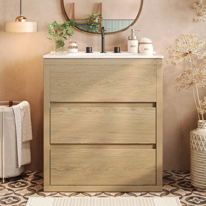 Freestanding bathroom vanity with ceramic sink, 2 drawers on Tampa Home & Garden Store