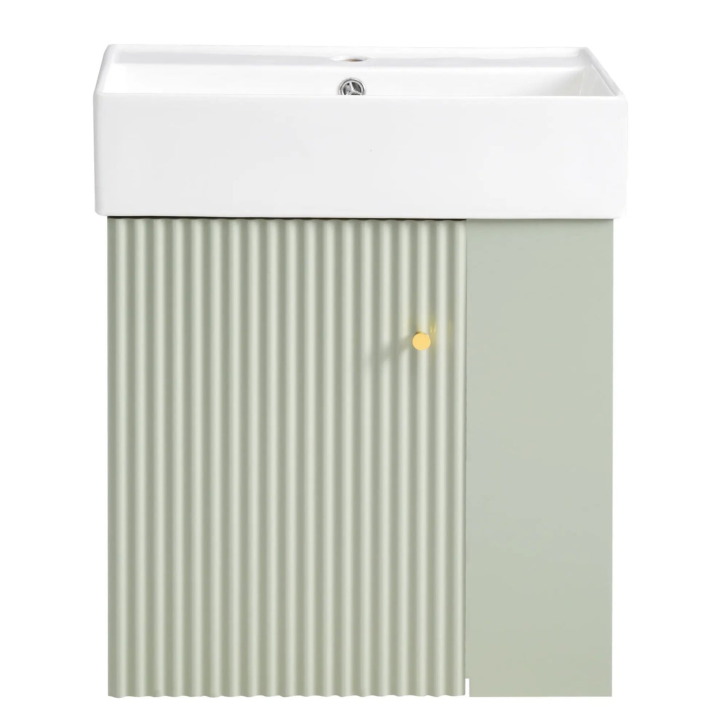 Compact Modern Floating Vanity with Ceramic Basin