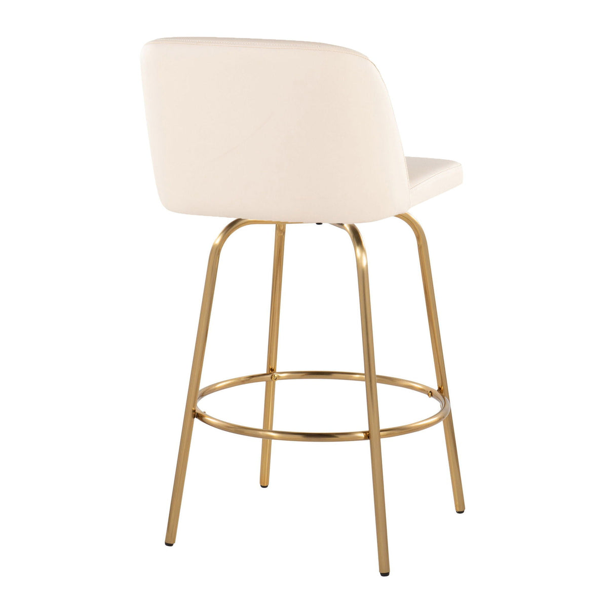 Toriano Contemporary Fixed-Height Counter Stool Swivel, beige upholstery, gold legs, set of 2 on Tampa Home & Garden Store