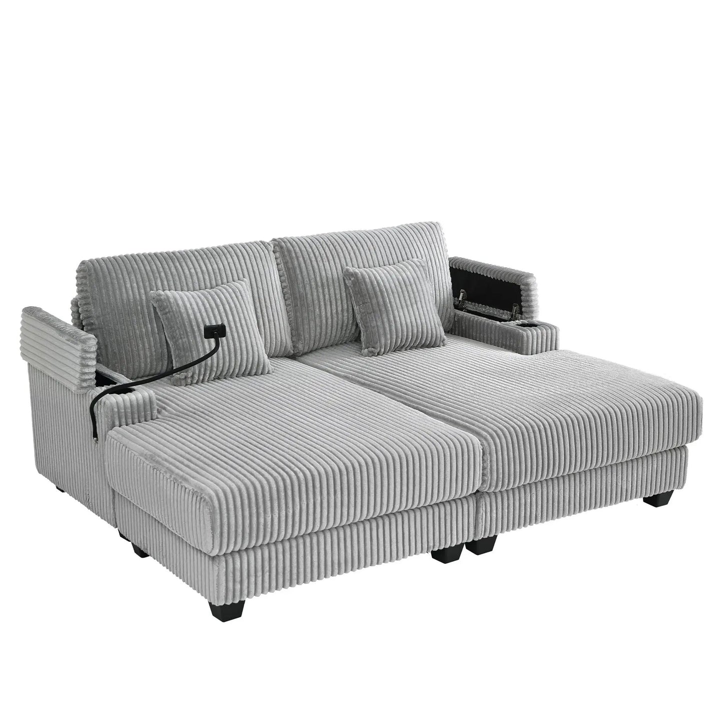 Modern grey chaise sofa by Unique Piece Furniture with adjustable backrest and cup holders on Tampa Home & Garden Store