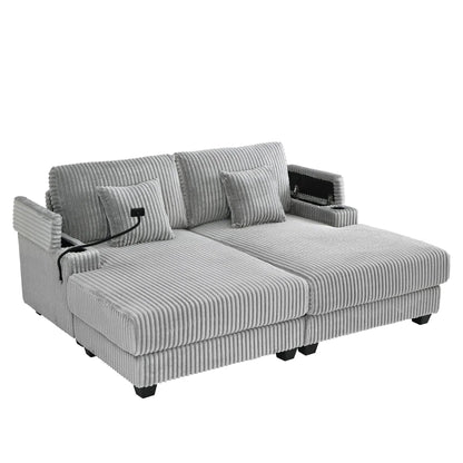 Modern grey chaise sofa by Unique Piece Furniture with adjustable backrest and cup holders on Tampa Home & Garden Store