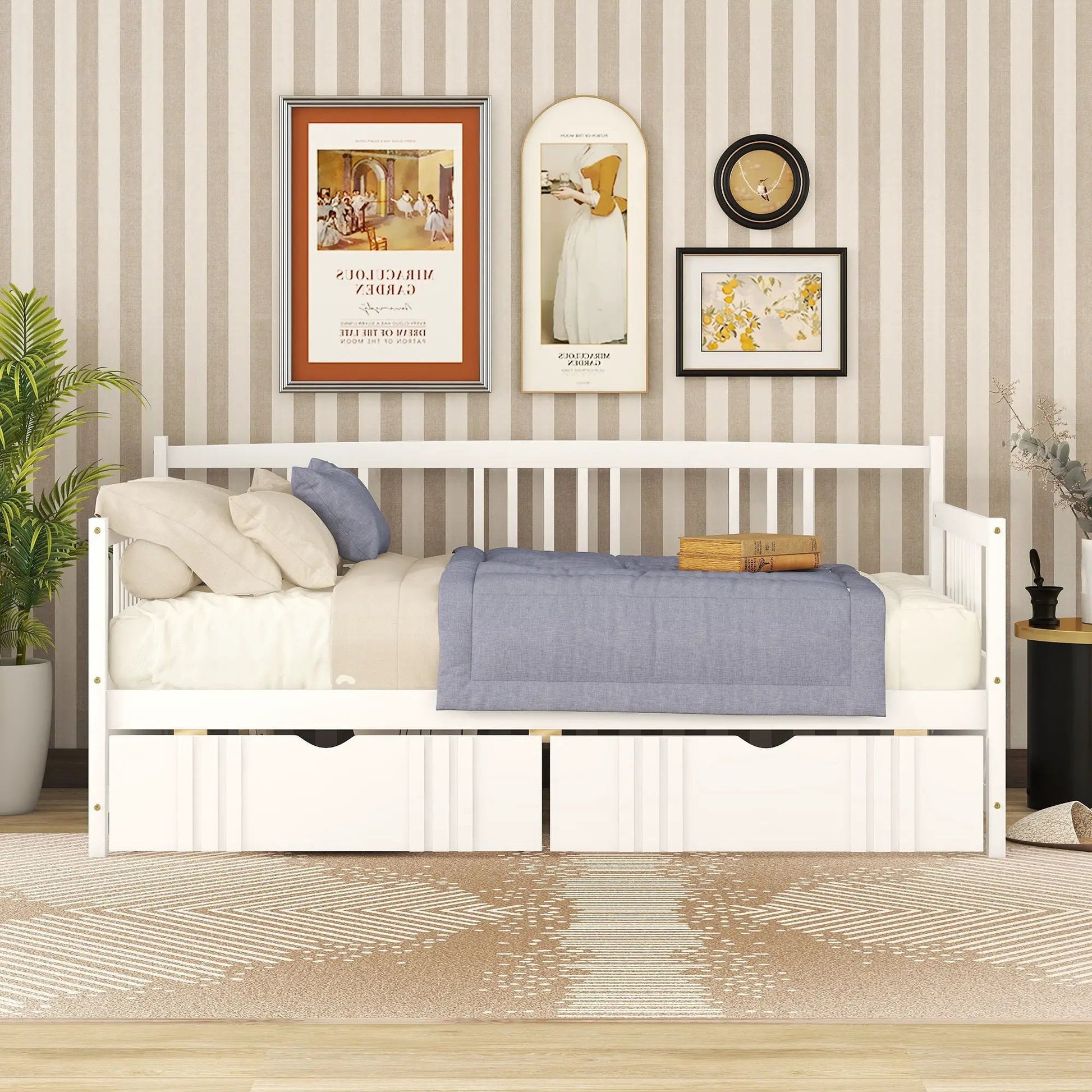 Multifunctional Modern Daybed by Unique Piece Furniture, white frame with storage drawers on Tampa Home & Garden Store