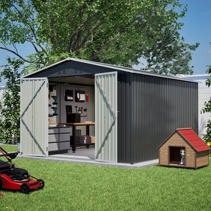 A Large Outdoor Metal Shed For Home And Garden