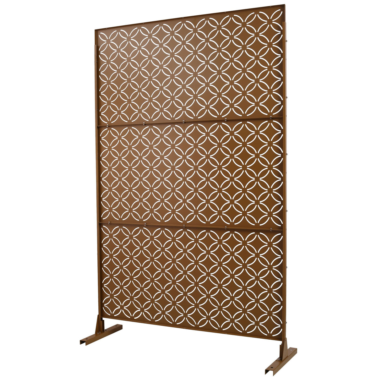 Room divider metal privacy screen HouseOfZazla brown rust-resistant steel with lattice pattern on Tampa Home & Garden Store