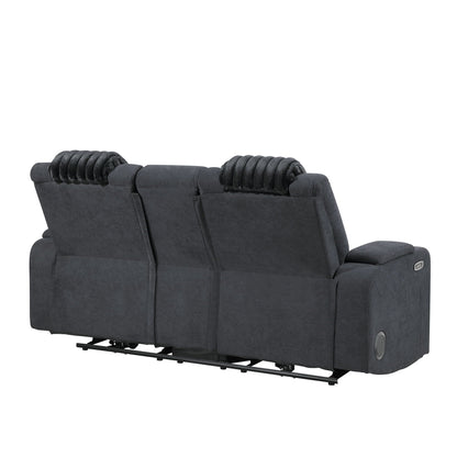 Power reclining loveseat with Bluetooth and sound in dark gray fabric by HouseOfZazla, reclining chaise longue on Tampa Home & Garden Store