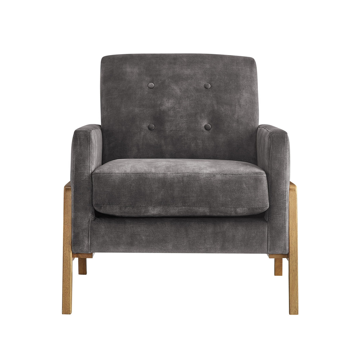 Tufted back accent chair by HouseOfZazla in dark gray fabric with wood legs on Tampa Home & Garden Store