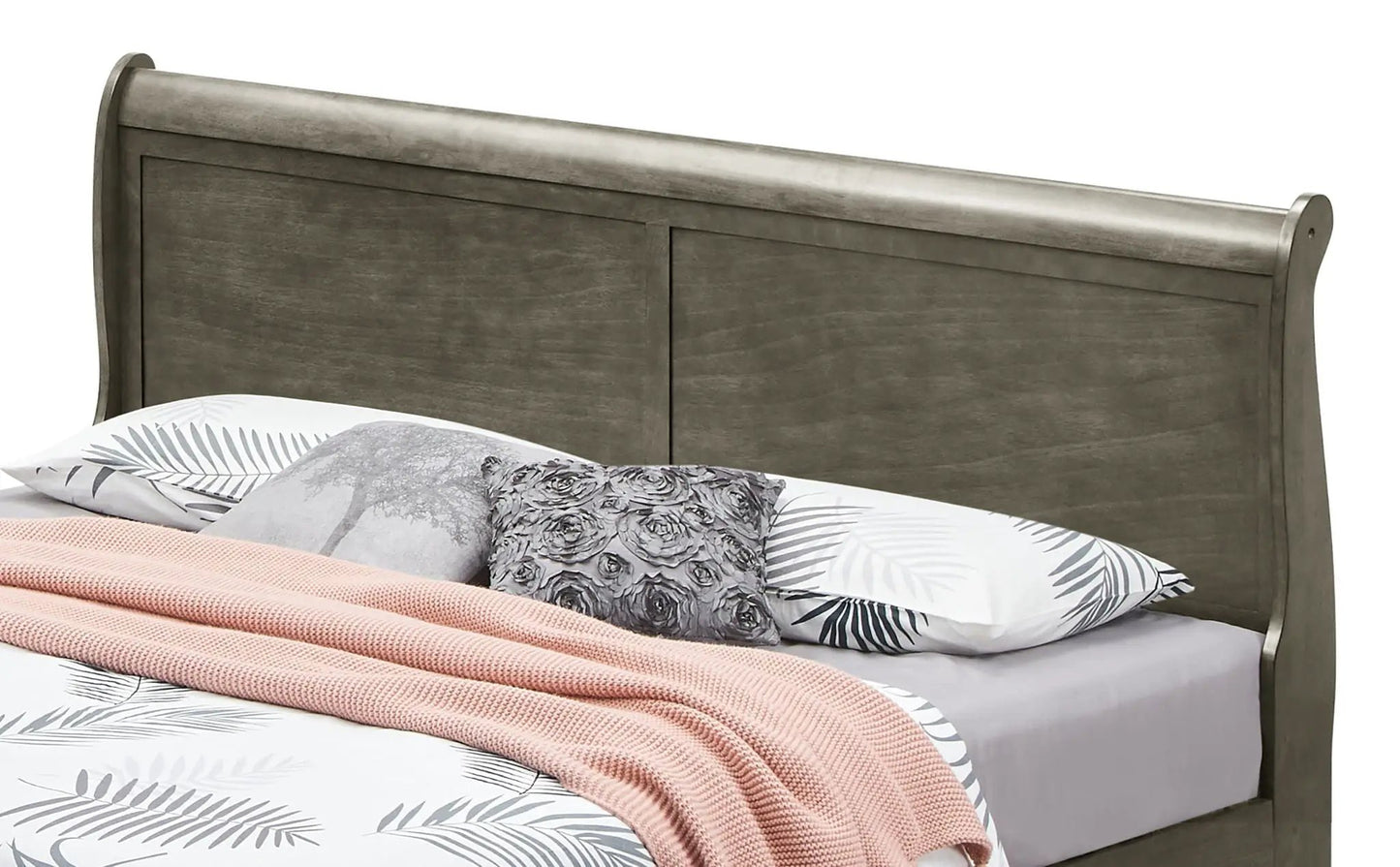 Upholstered Sleigh Bed with Dovetail Drawers