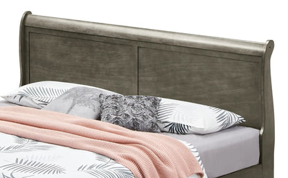 Upholstered Sleigh Bed with Dovetail Drawers
