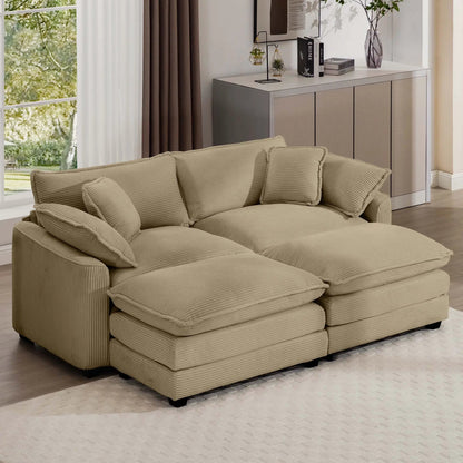 Modern modular cushion sofa with ottoman beige seating 3-piece set by Unique Piece Furniture on Tampa Home & Garden Store