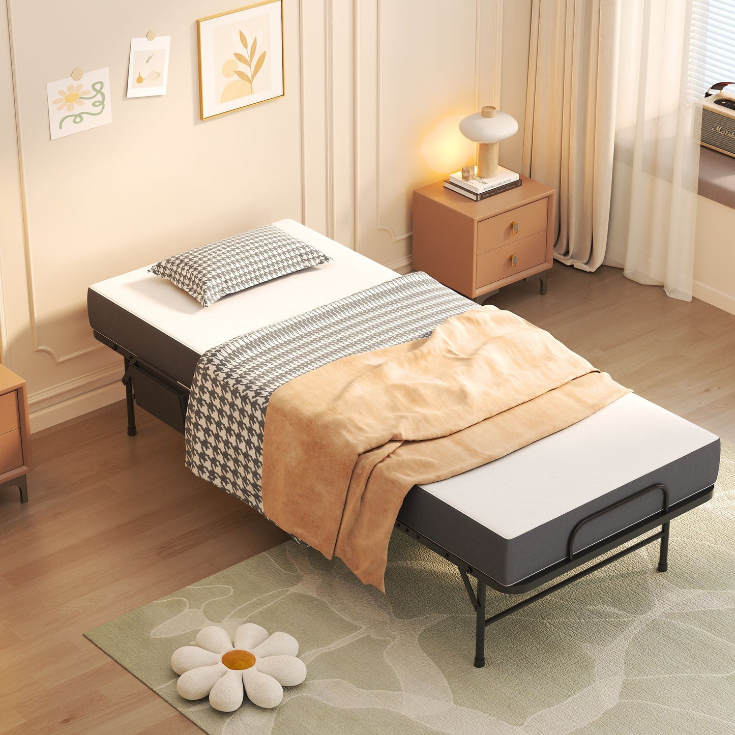 Twin folding beds (2) with memory foam mattress, compact rollaway design, HouseOfZazla on Tampa Home & Garden Store